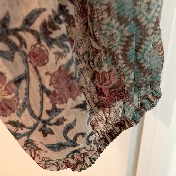 NWT Zara Sheer Floral & Geometric Print Crop Blouse Long Sleeve XL - Picture 6 of 7